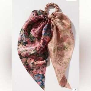 Anthropologie Floral Pink and Blue Hair Scrunchie